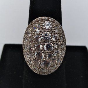 Sterling Silver and Crystal Ring, Size 7